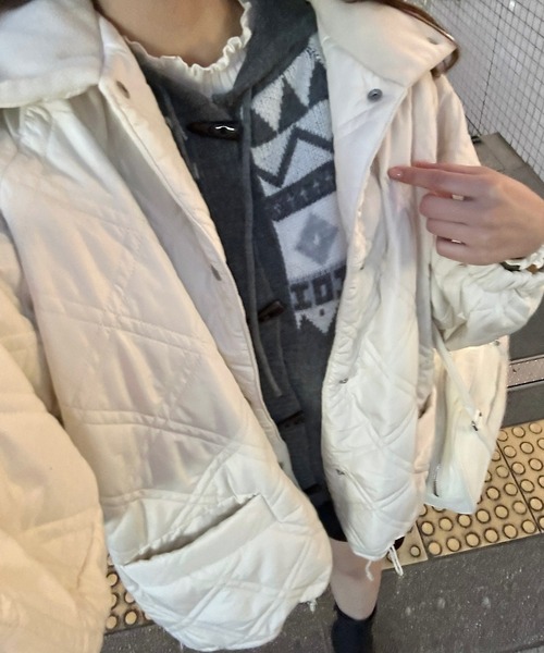 ニット セーター ノルディック柄フーディ付きニット レディース Cham. ニット セーター ノルディック柄フーディ付きニット