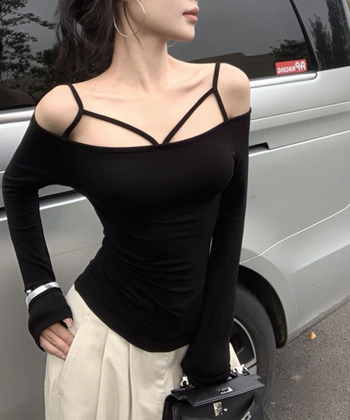 トップス GLAMOROUS JANE GLAMOROUS JANE tシャツ オフショルデザイントップス レディース