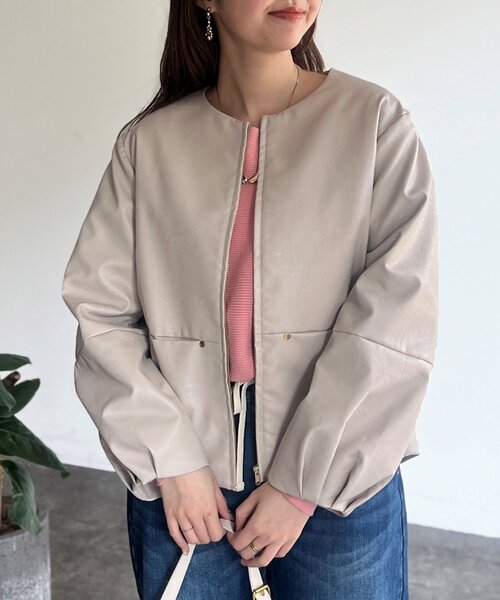 maisondedolceメゾンドルチェ袖ボリュームジャンバーショート丈ブルゾン maisondedolceメゾンドルチェ袖ボリュームジャンバーショート丈