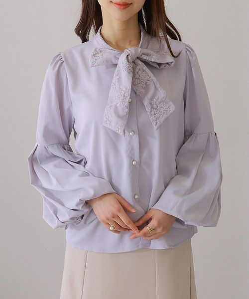 Lace Ladies（レースレディース） ブラウス シャツ レース ボウタイ