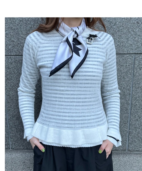tシャツ 格子柄ニットプルオーバー レディース