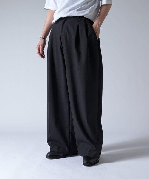パンツ lui's 2TACK P/W WIDE TAPERED PANTS S Lui's パンツ ウォッシャブル 2タックワイドパンツ メンズ