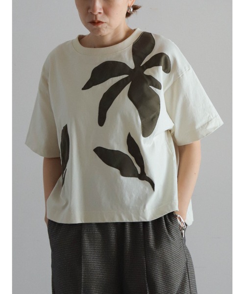 tシャツ フラワーパッチワーク　ハーフスリーブP/O レディース