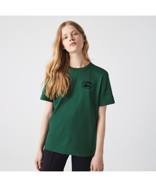 [LACOSTE] короткий рукав футболка 38 бледно-розовый женский 