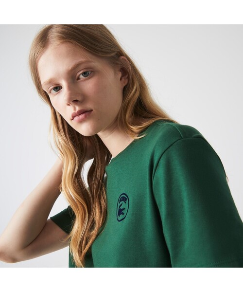 [LACOSTE] короткий рукав футболка 38 бледно-розовый женский 