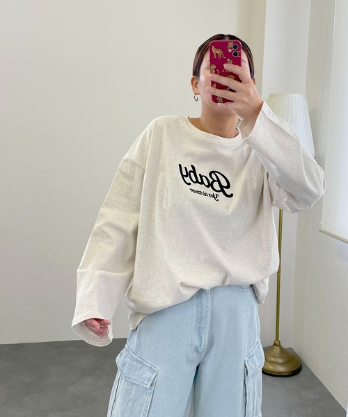 tシャツ Embroidery logo long T-shirt レディース : ZOZOTOWN