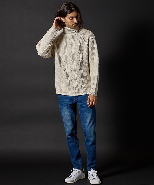 「RATTLE TRAP」 タートルネックニット L オフホワイト メンズ_画像3