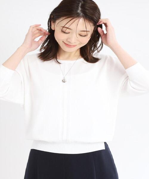 【夏SALE／接触冷感／洗える／ジャケットインナーにおすすめ】レースデザインニット Reflect ニット セーター 「夏SALE／接触冷感／洗える