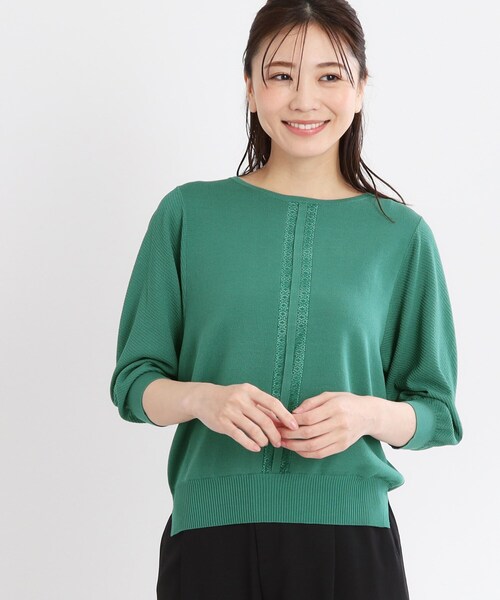 ニット セーター 「夏SALE／接触冷感／洗える／ジャケットインナーにおすすめ」レースデザインニット レディース