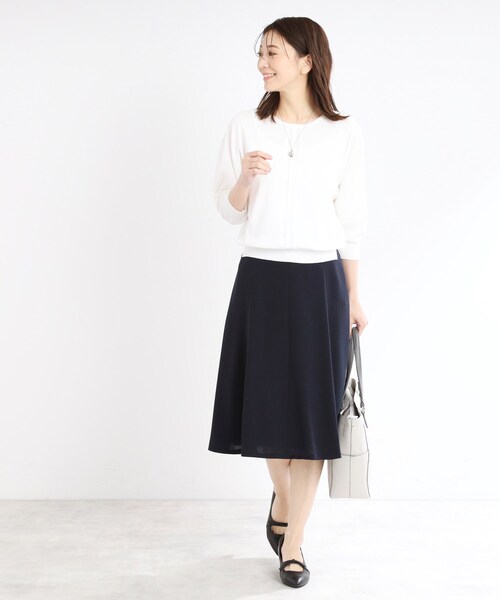 【夏SALE／接触冷感／洗える／ジャケットインナーにおすすめ】レースデザインニット Reflect ニット セーター 「夏SALE／接触冷感／洗える