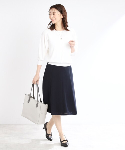 【夏SALE／接触冷感／洗える／ジャケットインナーにおすすめ】レースデザインニット Reflect ニット セーター 「夏SALE／接触冷感／洗える