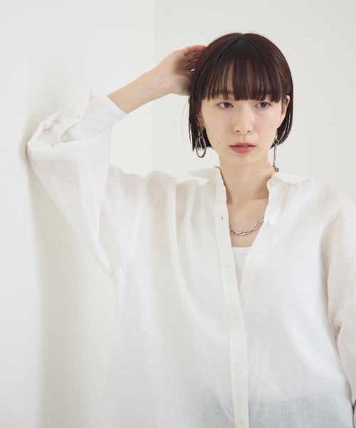 ブラウス シャツ cloche　清涼リネンシャツ レディース