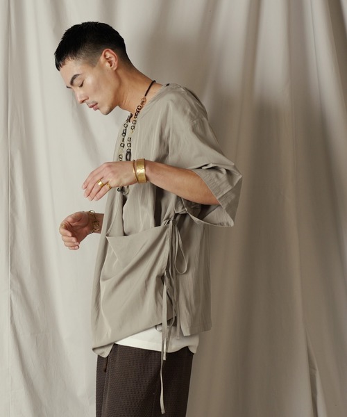 Aphlotus tシャツ アシンメトリー レイヤード デザイン ドレープ プル