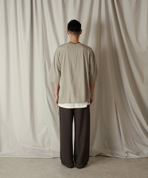 Aphlotus tシャツ アシンメトリー レイヤード デザイン ドレープ プル