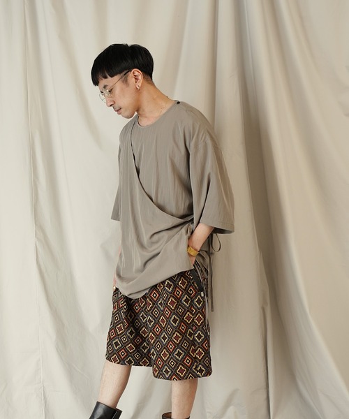 Aphlotus tシャツ アシンメトリー レイヤード デザイン ドレープ プル