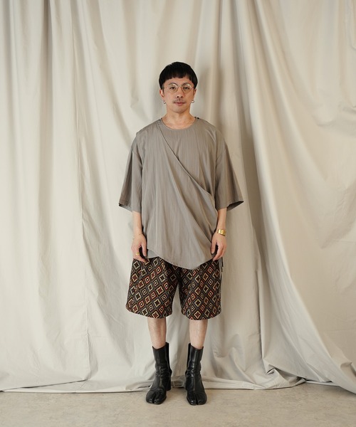 Aphlotus tシャツ アシンメトリー レイヤード デザイン ドレープ プル