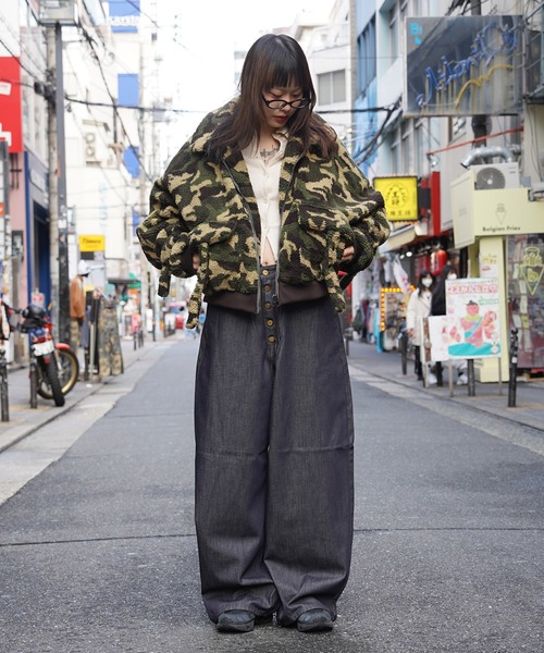 ジーンズ 「D-LAND」ボタンフライ リジットデニム バギーパンツ