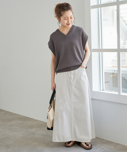 【国産】 Spick＆Span コットンシルクリネンニットベスト ジレ ベスト トップス