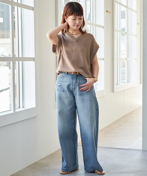 Spick＆Span ベスト ジレ コットンシルクリネンニットベスト