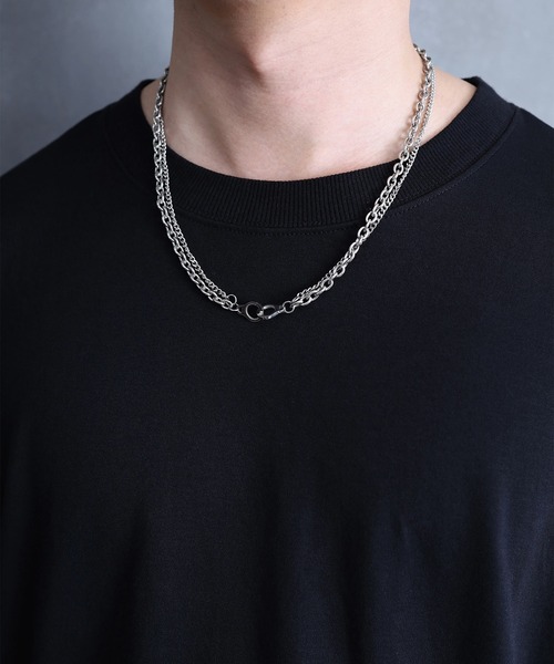 ARROWM ネックレス ダブルチェーンネックレス メンズ : ZOZOTOWN