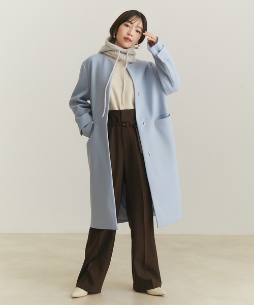 「VIS」 ノーカラーコート S イエロー レディース_画像6