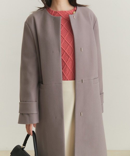 「VIS」 ノーカラーコート S イエロー レディース_画像8