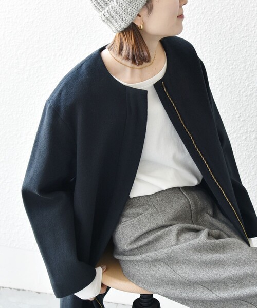 SHIPS any 「SHIPS any」 ノーカラーコート 36 ブラック レディース