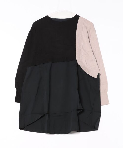 tシャツ 布帛ドッキング配色ニットPO レディース