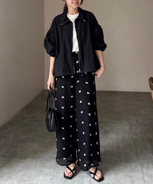 WOSAN ウォサン ブルゾン ジャケット ショート丈 ブルゾン アウター ショート丈ギャザーブルゾン レディース : ZOZOTOWN