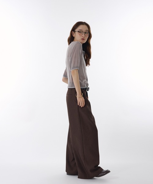 HeHeHey!品 MUHET カーディガン two-tone sheer crew neck cardigan