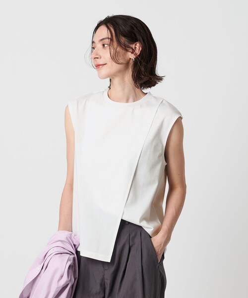 BEAUTY&amp;YOUTH UNITED ARROWS - バンドカラーフレンチスリーブカットソー BEAUTY&YOUTH UNITED ARROWS｜クルーネック フレンチスリーブ