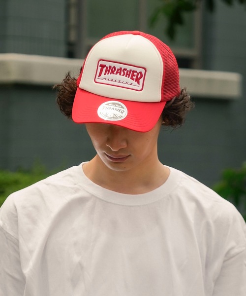 Palace×THRASHER メッシュキャップ THRASHER 正規品 スラッシャー 平ツバ メッシュキャップ CAP THR