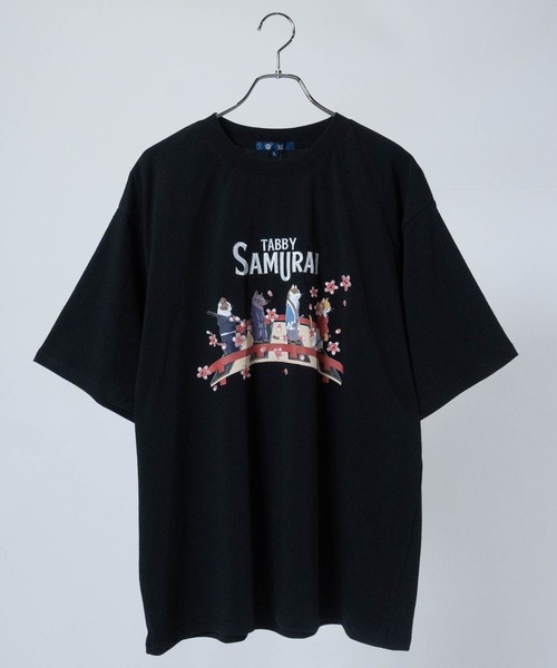 JOHN'S CLOSET tシャツ 「13」和柄ネコ刺繍 半袖Tシャツ メンズ