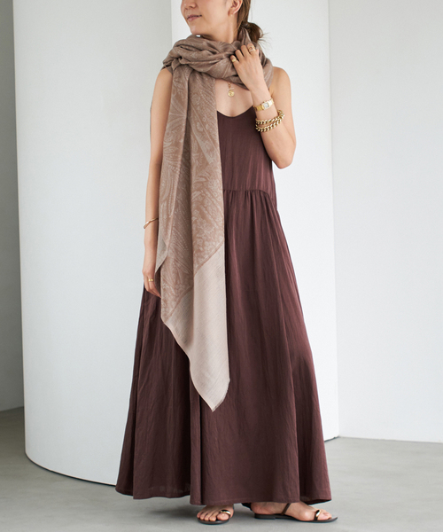Deuxieme Classe impressive ワンピースブラウン Deuxieme Classe（ドゥーズィエムクラス）の「*impressive