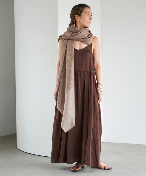 Deuxieme Classe impressive ワンピースブラウン Deuxieme Classe（ドゥーズィエムクラス）の「*impressive