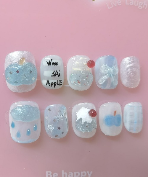WEGO ネイル WEGO/イマドキ韓国風アートショートネイルチップ