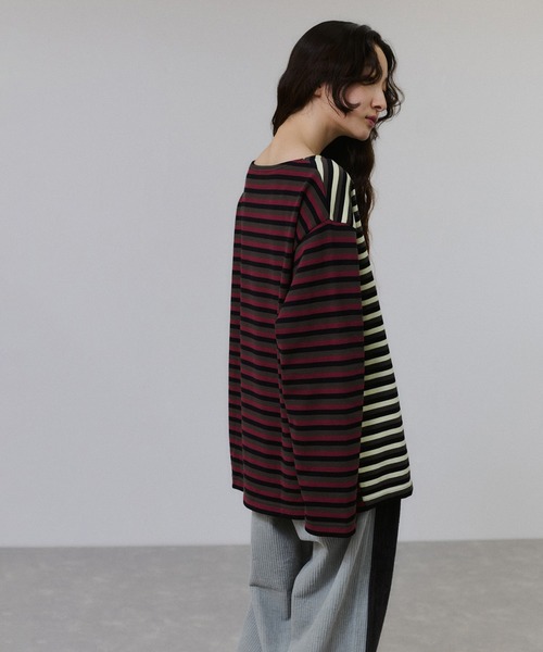 新品タグ付き G.F.G.S. アダムエロペ 別注ボートネックボーダー ワイン ADAM ET ROPE'（アダムエロペ） tシャツ 「G.F.G.S. for ADAM ET ROPE