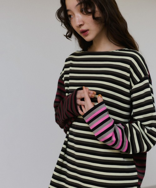tシャツ 「G.F.G.S. for ADAM ET ROPE'」別注ボートネックボーダー レディース ADAM ET ROPE' tシャツ 「G.F.G.S. for ROPE'」別注ボートネック