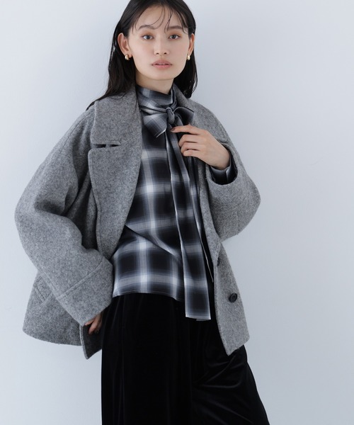 ナチュラルビューティー ウーリーフォルムハーフコート Pコート NATURAL BEAUTY BASIC ピーコート pコート ウーリーフォルム