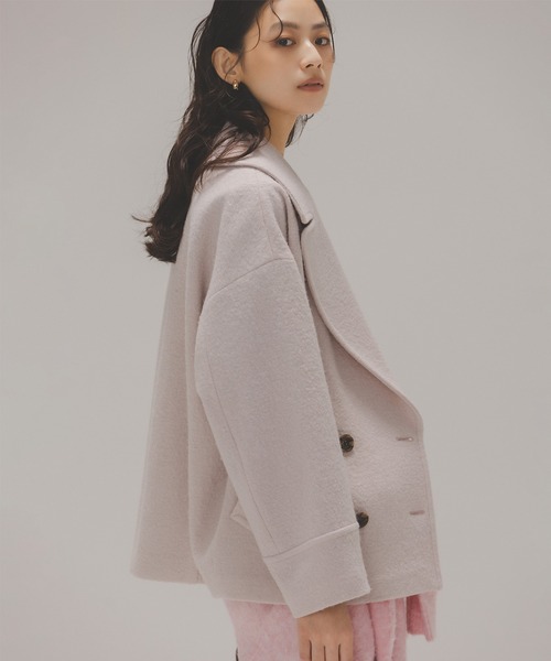 ナチュラルビューティー ウーリーフォルムハーフコート Pコート NATURAL BEAUTY BASIC ピーコート pコート ウーリーフォルム