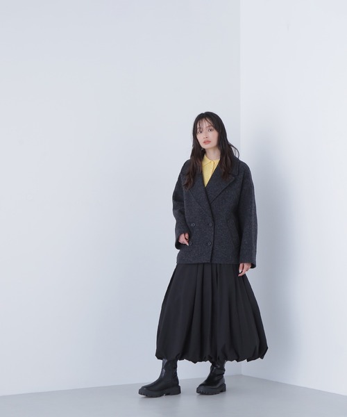 ナチュラルビューティー ウーリーフォルムハーフコート Pコート NATURAL BEAUTY BASIC ピーコート pコート ウーリーフォルム