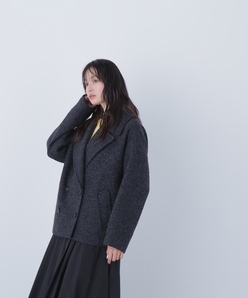 ナチュラルビューティー ウーリーフォルムハーフコート Pコート NATURAL BEAUTY BASIC ピーコート pコート ウーリーフォルム