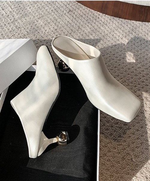 サンダル 変形ヒールスクエアトゥミュール レディース : ZOZOTOWN