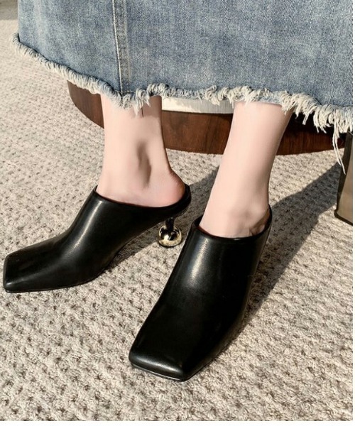 サンダル 変形ヒールスクエアトゥミュール レディース : ZOZOTOWN