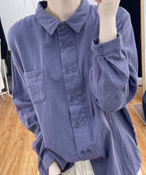 cammie ブラウス シャツ ダブルボタンデザインシャツ レディース