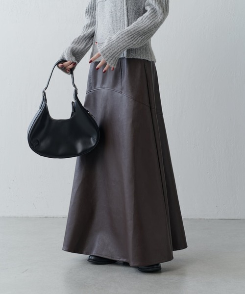 Lui's（ルイス） スカート フェイクレザーフレアロングスカート