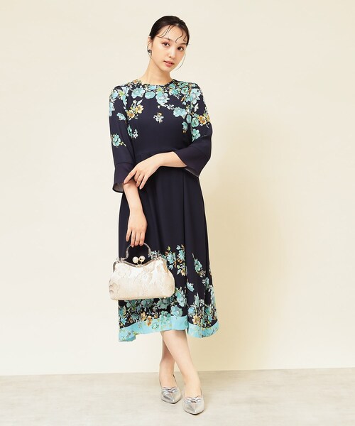 sunauna スーナウーナ 花柄 半袖 ミニワンピース M sunauna