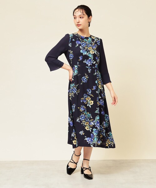 SunaUna（スーナウーナ） ワンピース 「手洗い可」花柄パネル