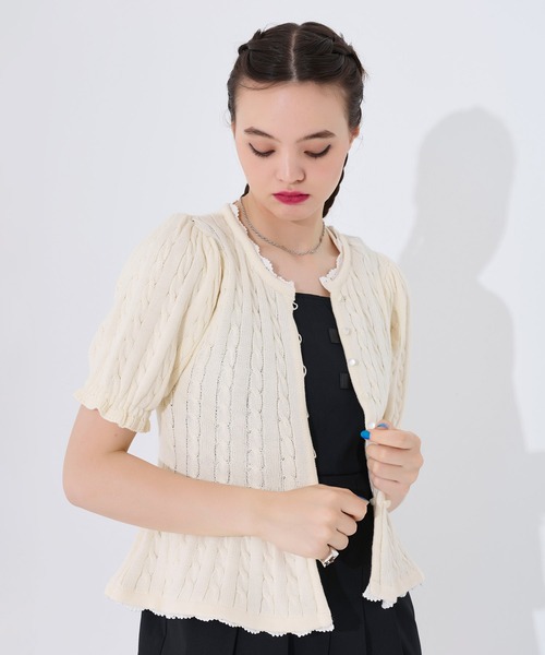 「TINA：JOJUN」 半袖ニット M レッド レディース_画像3