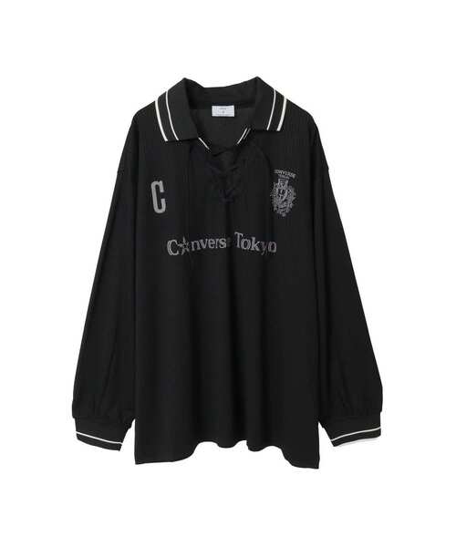 トップス CONVERSE TOKYO LACE-UP COLLAR SOCCER TEE CONVERSE TOKYO tシャツ LACE-UP COLLAR SOCCER LONGSLEEVE TEE